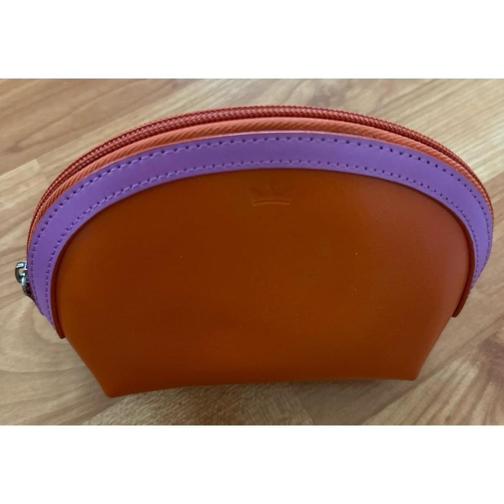 Baekgaard Orange Purple Leather Clamshell Mini Purse